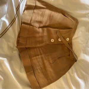 MaxMara Tan Shorts with Button Detail - linen